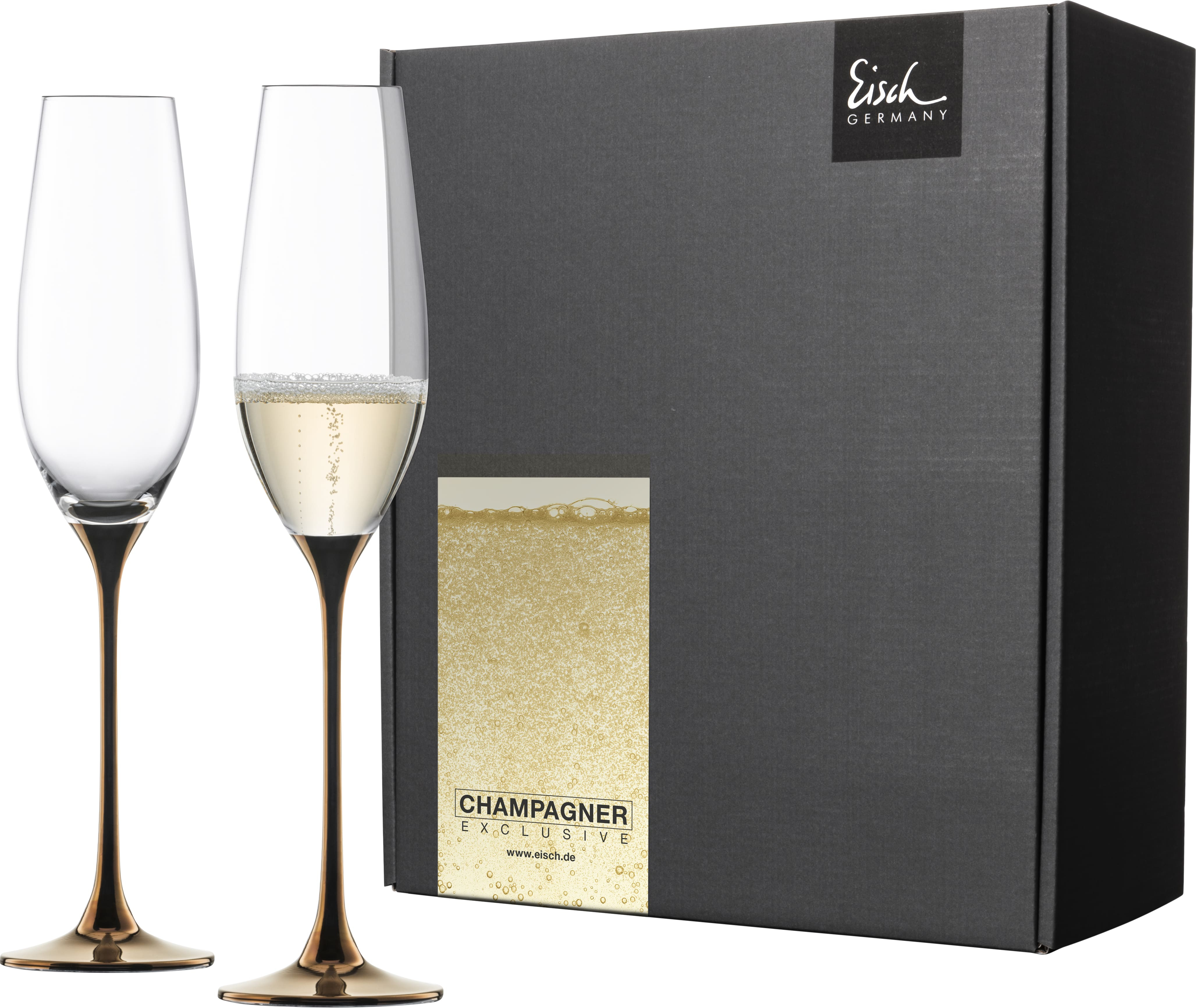 ml 180 | Stück 2 Exklusiv- Eisch Sektglas Geschenk Glasshop Champagner kupfer
