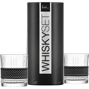 Whiskybecher GLEN schwarz – 2 Stück in Geschenkröhre