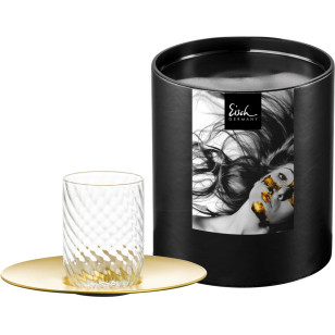 Espressoglas mit Untertasse TWIST gold in Geschenkröhre