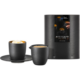 Set Affogato al oro Glas mit Kännchen Cosmo gold in Geschenkröhre