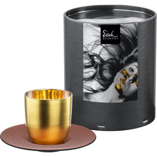 Espressoglas mit Untersetzer Cosmo collect gold-copper 100 ml in Geschenkröhre