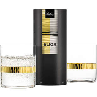 Becher / Trinkgläser ELIOR gold - 2 Stück in Geschenkröhre