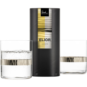 Becher / Trinkgläser ELIOR platin – 2 Stück in Geschenkröhre