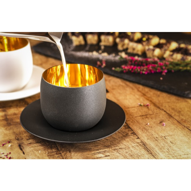Cappuccinoglas 300 ml mit Untersetzer Geschenk Cosmo gold | Eisch Glasshop | Cappuccinotassen