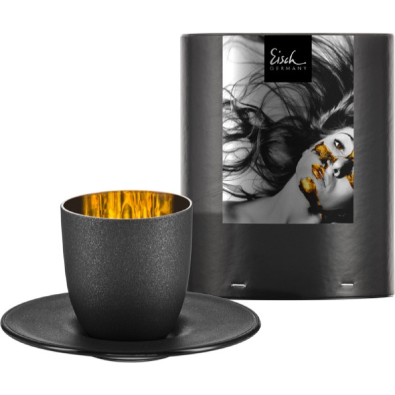 Espressoglas mit Untersetzer Cosmo gold Geschenk | Eisch Glasshop