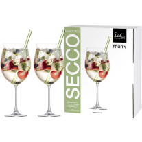 2 Cocktail-Gläser Fruity Secco Flavoured mit 2 Glashalmen grün im Geschenkkarton
