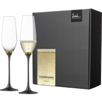 Sektglas Champagner Exklusiv gold/schwarz - 2 Stück im Geschenkk.