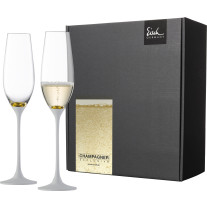 Sektglas Champagner Exklusiv gold/weiß - 2 Stück im Geschenkkarton