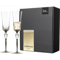 Champagnergläser CHAMPAGNER EXKLUSIV platin - 2 Stück im Geschenkkarton