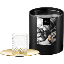 Espressoglas mit Untertasse TWIST gold in Geschenkröhre