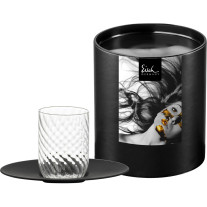 Espressoglas mit Untertasse TWIST schwarz in Geschenkröhre