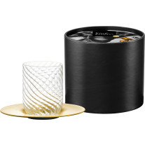 Cappuccinoglas mit Untertasse TWIST gold in Geschenkröhre