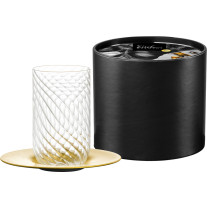 Latte Macchiato-Glas mit Untertasse TWIST gold in Geschenkröhre