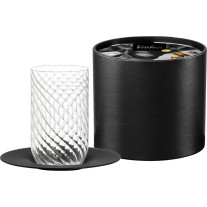 Latte Macchiato-Glas mit Untertasse TWIST schwarz in Geschenkröhre