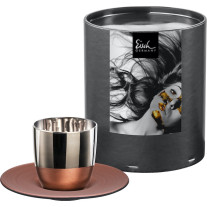 Espressoglas mit Untersetzer Cosmo collect platinum-copper 100 ml in Geschenkröhre