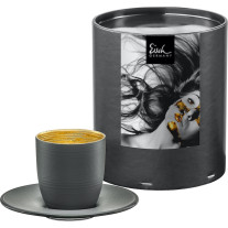 Espressoglas mit Untersetzer Cosmo collect grey-gold 100 ml in Geschenkröhre