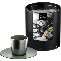 Espressoglas Cosmo Collect silver-green mit Untersetzer in Geschenkröhre