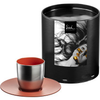 Espressoglas Cosmo Collect silver-coral mit Untersetzer in Geschenkröhre