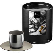 Espressoglas Cosmo Collect silver-mocca mit Untersetzer in Geschenkröhre