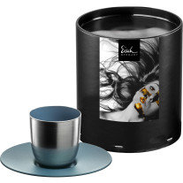 Espressoglas Cosmo Collect silver-petrol mit Untersetzer in Geschenkröhre