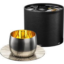 Cappuccinoglas Cosmo Collect sun platinum mit Untersetzer in Geschenkröhre