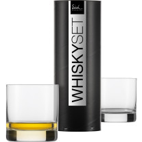 Whiskyglas 400 ml platin - 2 Stück in Geschenkröhre Gentleman