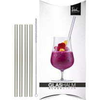 Glashalm-Set 150 mm kurz kristall 4x + Bürste im Geschenkkarton Gentleman