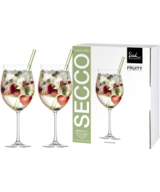 2 Cocktail-Gläser Fruity Secco Flavoured mit 2 Glashalmen grün im Geschenkkarton