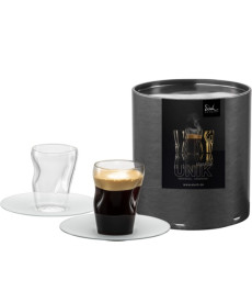 Espressoglas Unik satin mit Untertasse – 2 Stück in Geschenkröhre