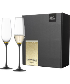 Sektglas Champagner Exklusiv gold/schwarz - 2 Stück im Geschenkk.