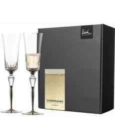 Champagnergläser CHAMPAGNER EXKLUSIV platin - 2 Stück im Geschenkkarton