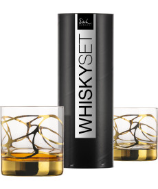 Whiskyglas 400 ml - 2 Stück in Geschenkröhre Stargate gold