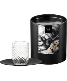 Espressoglas mit Untertasse TWIST schwarz in Geschenkröhre