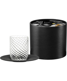 Cappuccinoglas mit Untertasse TWIST schwarz in Geschenkröhre