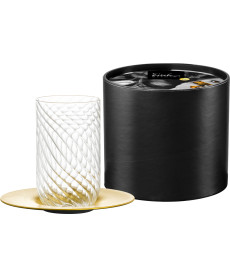 Latte Macchiato-Glas mit Untertasse TWIST gold in Geschenkröhre