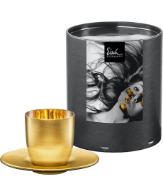 Espressoglas mit Untersetzer Cosmo collect full-gold 100 ml in Geschenkröhre