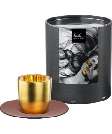 Espressoglas mit Untersetzer Cosmo collect gold-copper 100 ml in Geschenkröhre