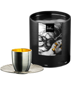 Espressoglas Cosmo Collect sun platinum mit Untersetzer in Geschenkröhre