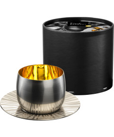 Cappuccinoglas Cosmo Collect sun platinum mit Untersetzer in Geschenkröhre