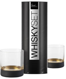 Whiskyglas 400 ml, 2 Stück in Geschenkröhre Cosmo gold