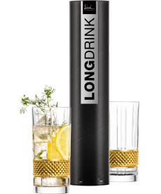 Longdrinkgläser GLEN gold – 2 Stück in Geschenkröhre