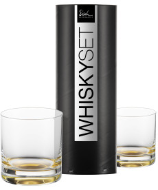 Whiskyglas 400 ml gold - 2 Stück in Geschenkröhre Gentleman
