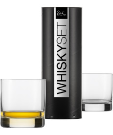 Whiskyglas 400 ml platin - 2 Stück in Geschenkröhre Gentleman